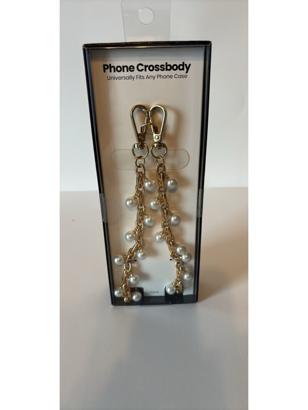 Gold Chain Pearl Design Universal Phone Crossbody Strap Metal Plastic